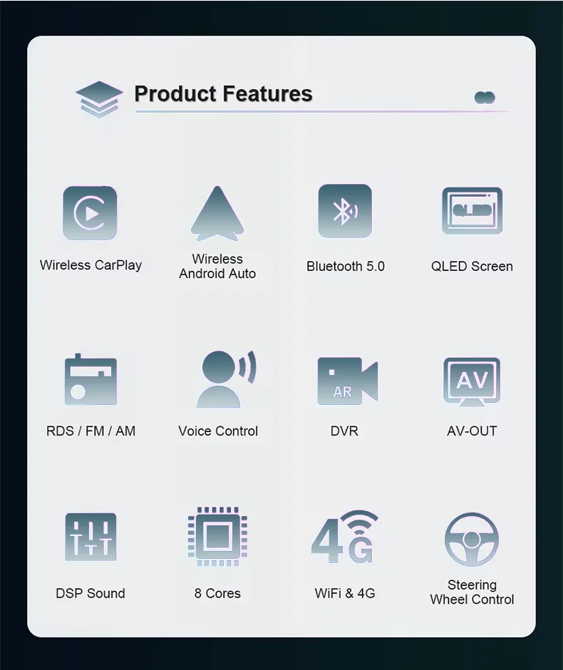 8cores 2K 2.5D HD IPS QLED 2K screen Android 13 Car low noise DSP GPS/AM/FM/Bluetooth  Radio Multimedia Video Car DVD Player
