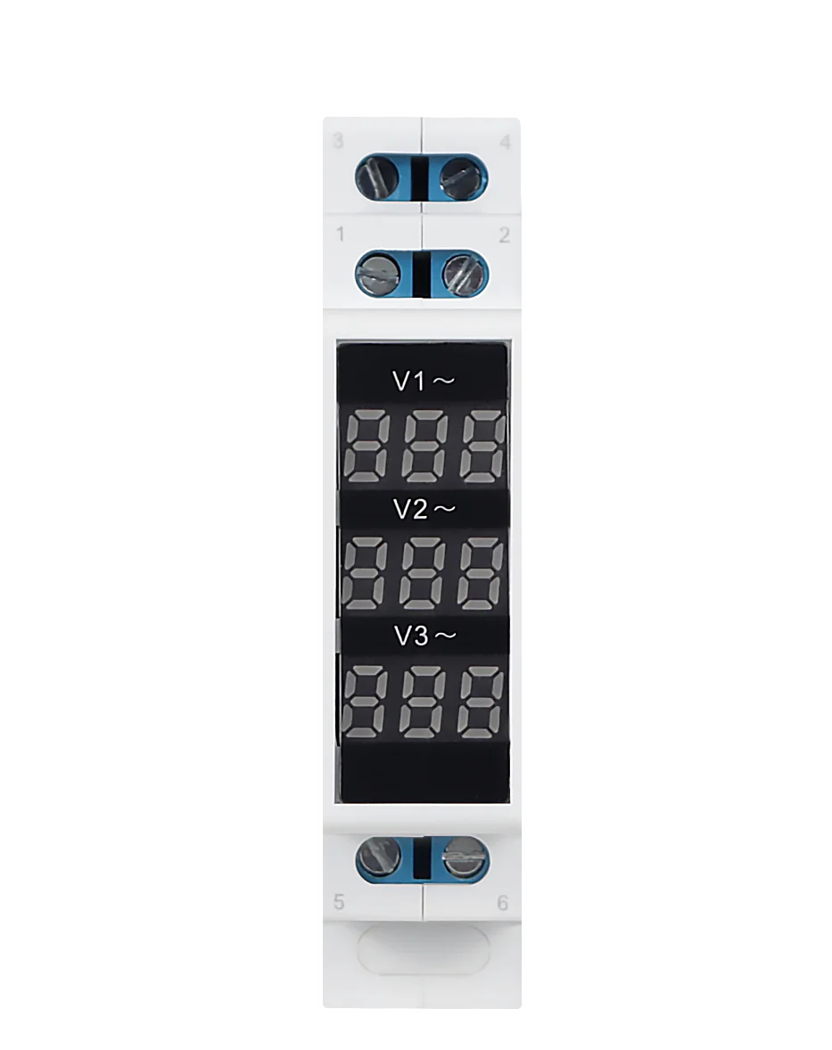 ETEK EKMV3 ETEK EKMV3-500R модульный измеритель напряжения 3PH 80-500VAC Красный Вт = 18 мм