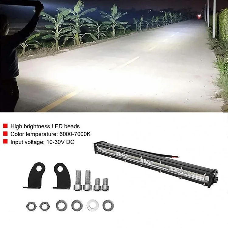 12V slim single row led work light bars thin offroad 4*4 led car led light bar
