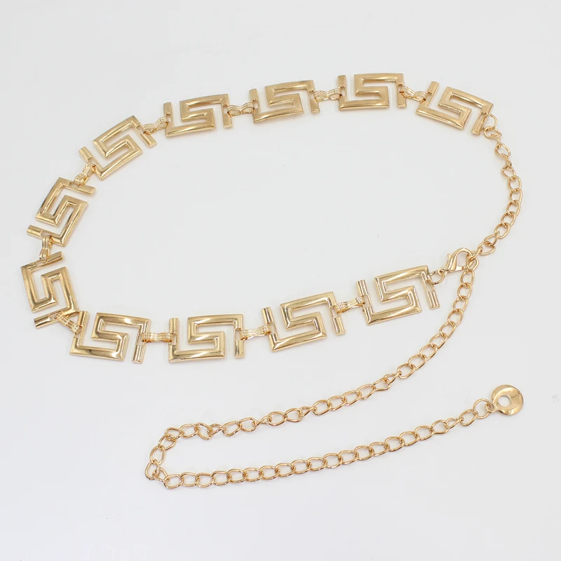 Hot Sale Fashion Square Metal Chian New Design 18K Gold Silver Plated  Waist belt for women dresses woman