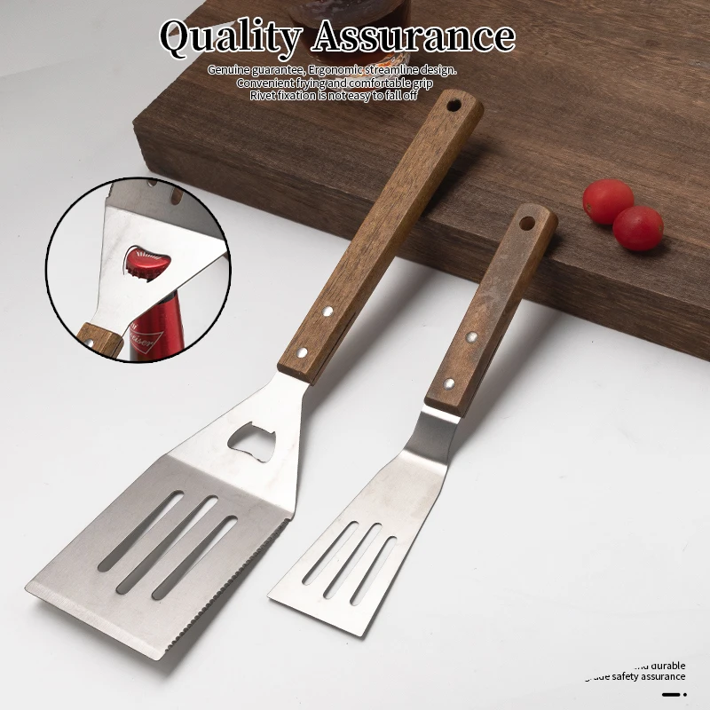 Набор шпателей из нержавеющей стали с деревянной ручкой