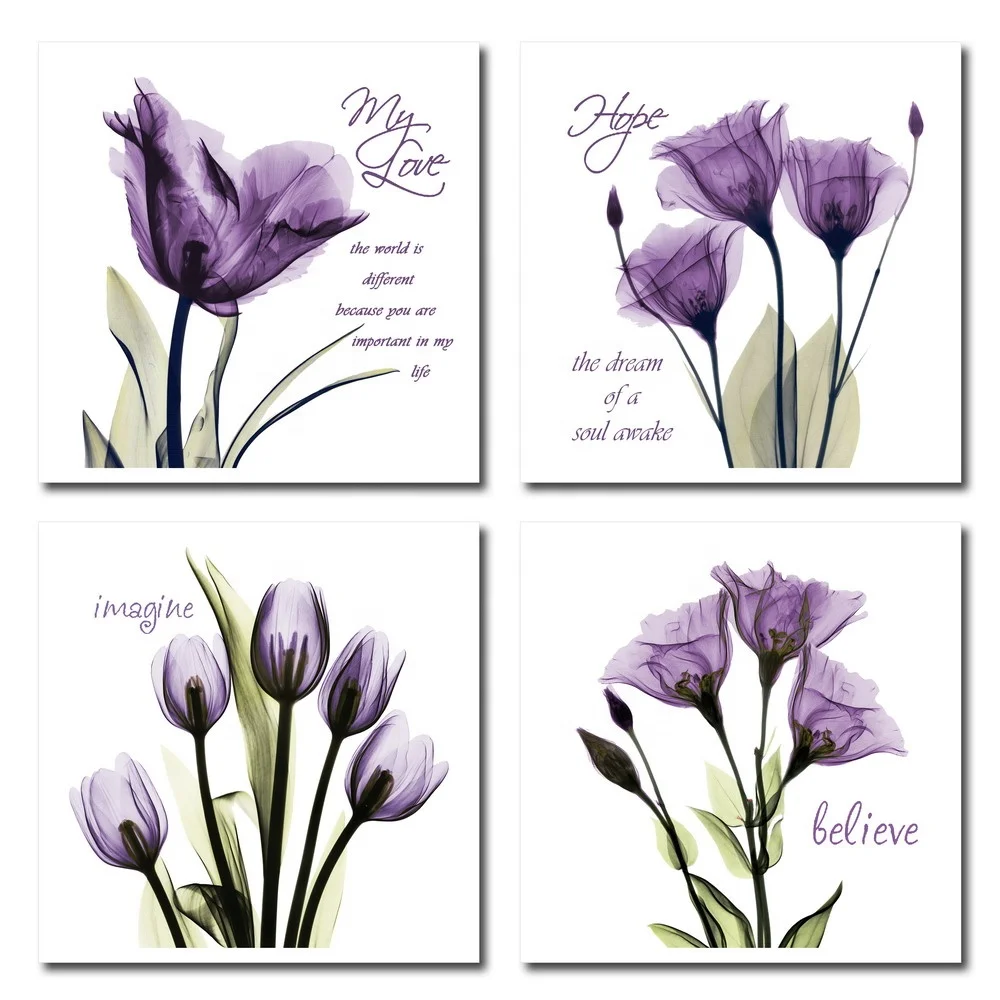 Simple Life Giclee Artwork Purple Flowers Stretched Photo Canvas Printing