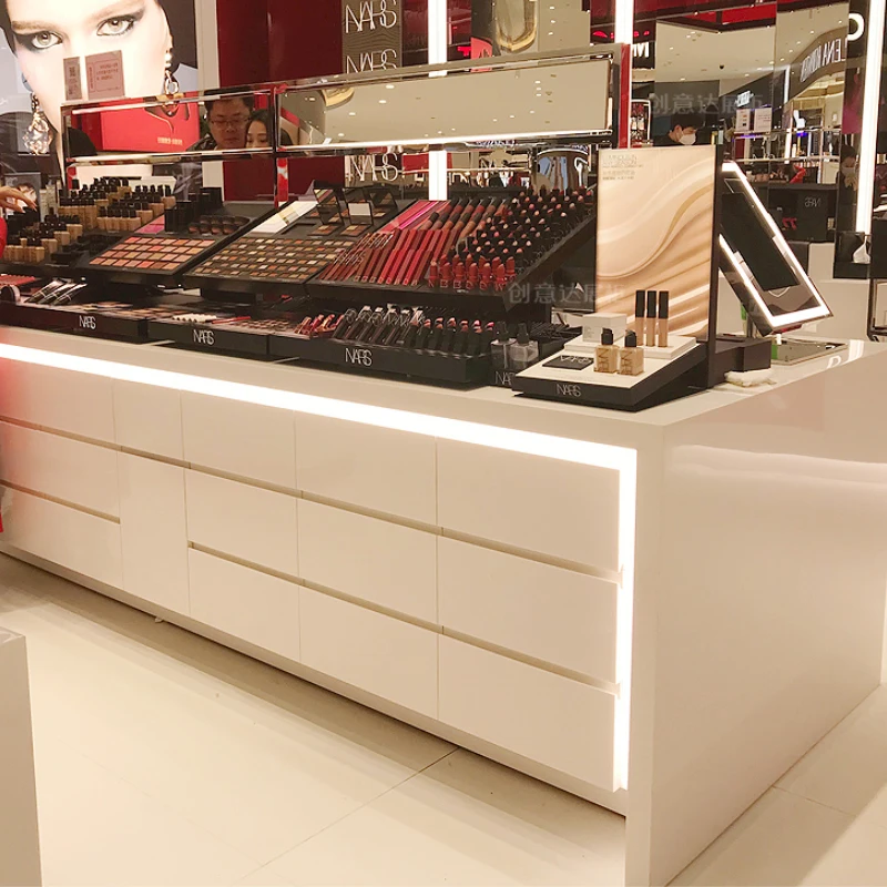 Custom Wall Cosmetic Shelf Perfume Makeup Display Cabinet With Retail Display Stand Rack