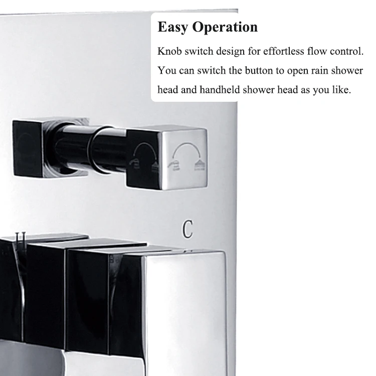 Popular In wall Brass Shower Faucet Body Valve Concealed Square Bath Shower Mixer 2 way Diverter embedded shower body