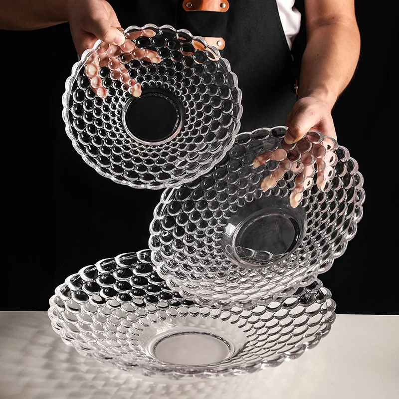 Недорогая симпатичная стеклянная чашка в форме фруктовых листьев Стеклянная чаша для фруктов с дизайном виде лотоса