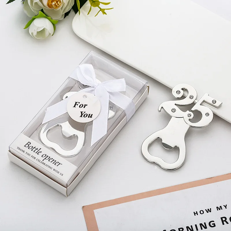 Birthday Party Wedding Anniversaries Souvenirs Favors 20th 50th 60th 70th Numbers Bottle Opener Birthday Wine Opener For Sale