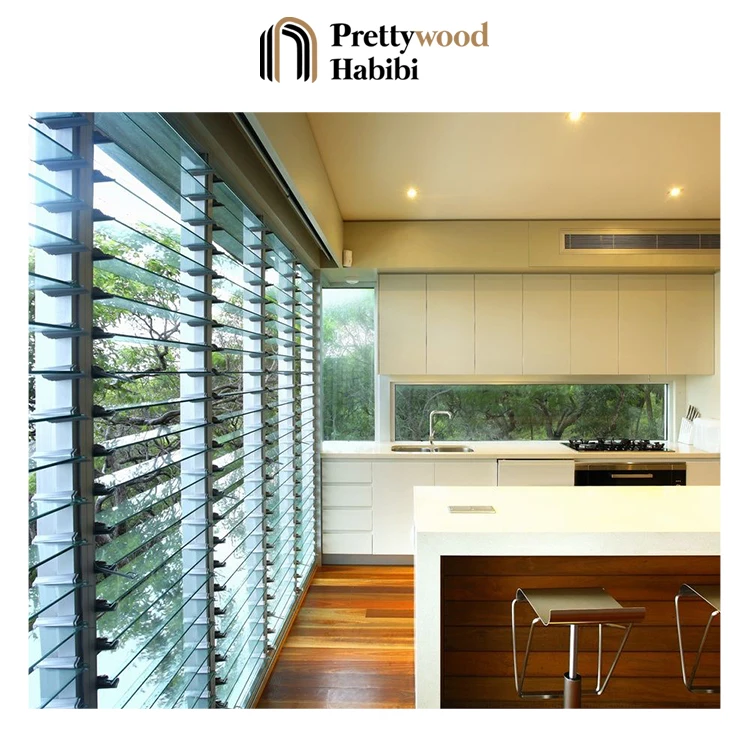Residential Modern Motorised Automatic Manual Jalousie Window Glass Louvre Louver Windows