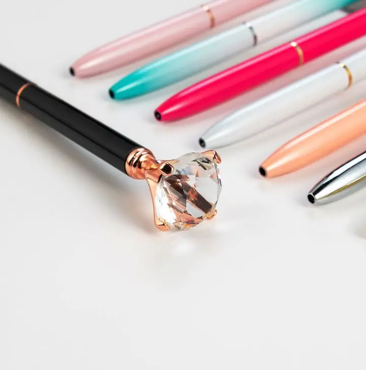 Gift Promotional Diamond Crystal Luxury Custom Logo Printed Metal Plastic Ball pen Ballpen Ballpoint Pen with logo