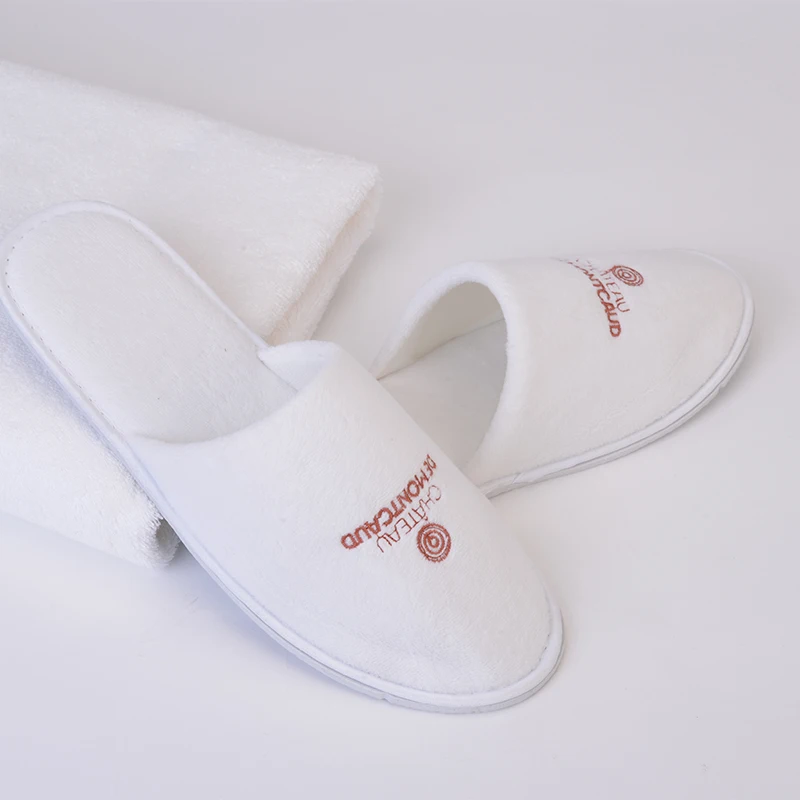 Custom Cheap Personalized White Hotel Bathroom Disposable Slippers