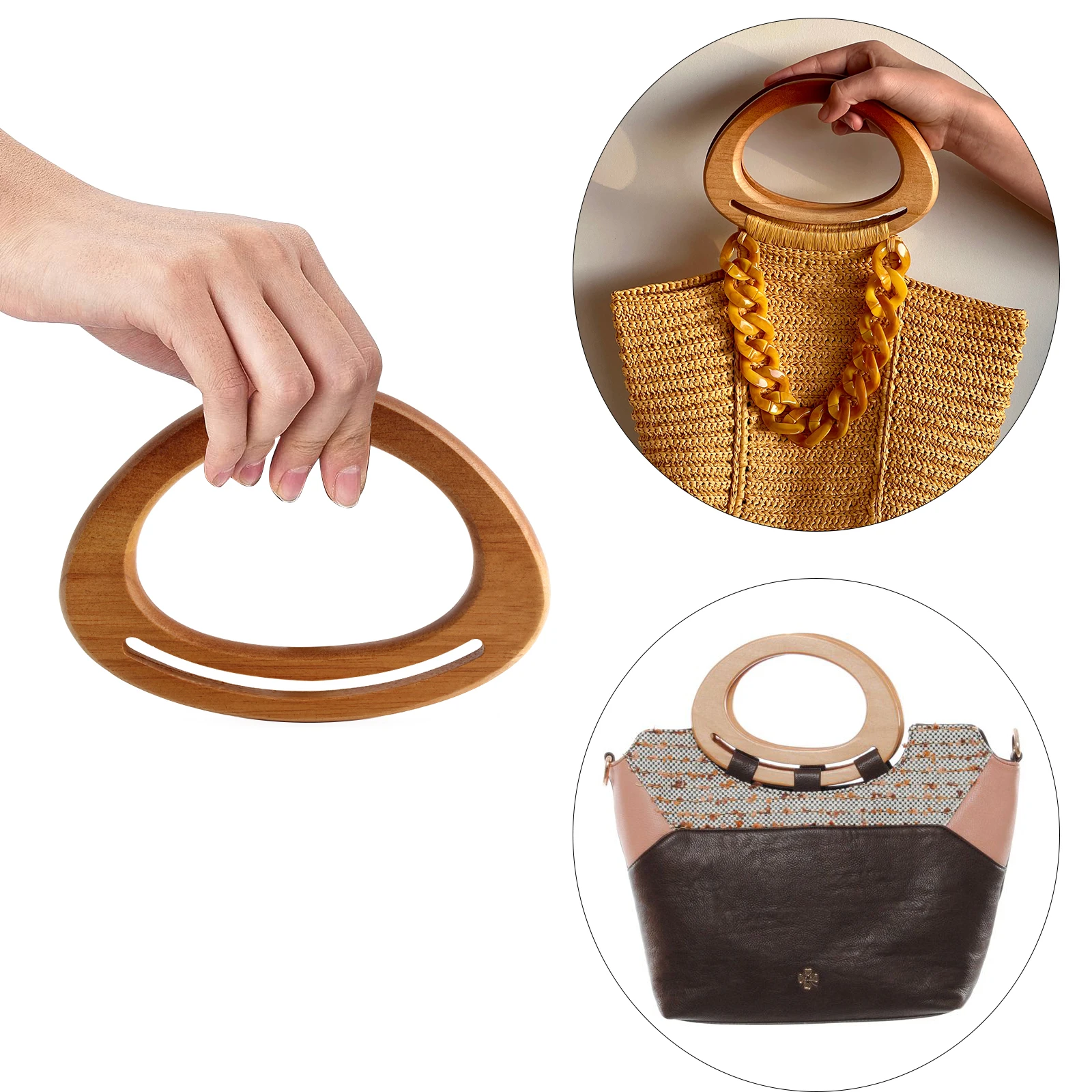 17.8*12.5CM D Shape Wooden Handles Gradient DIY Replacement Handbag Tote Handles Purse Bags Straps DIY Bag Handle Accessory