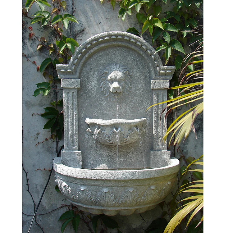 Garden Outdoor Wall Resin Solar Water Fountain with LED