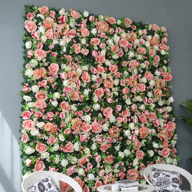 new style more leaf wall decor flowers wall red roses wedding party decoration flower wall