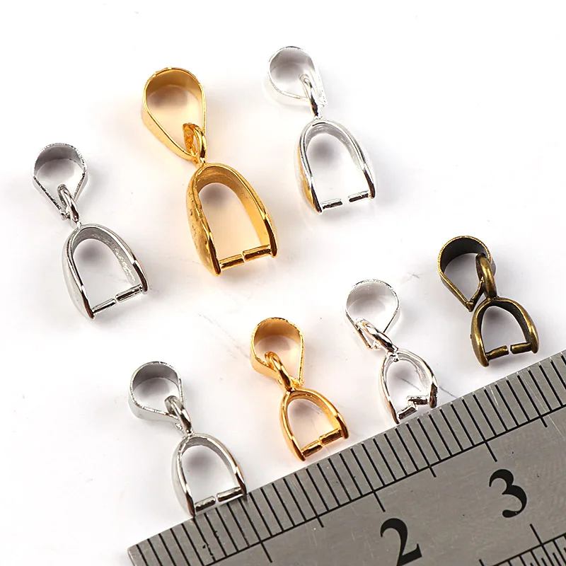 7mm Metal Clasps Pinch Clips Bails Charm Connectors Melon Seeds Pendant DIY Necklace Bracelet Connectors Jewelry Findings