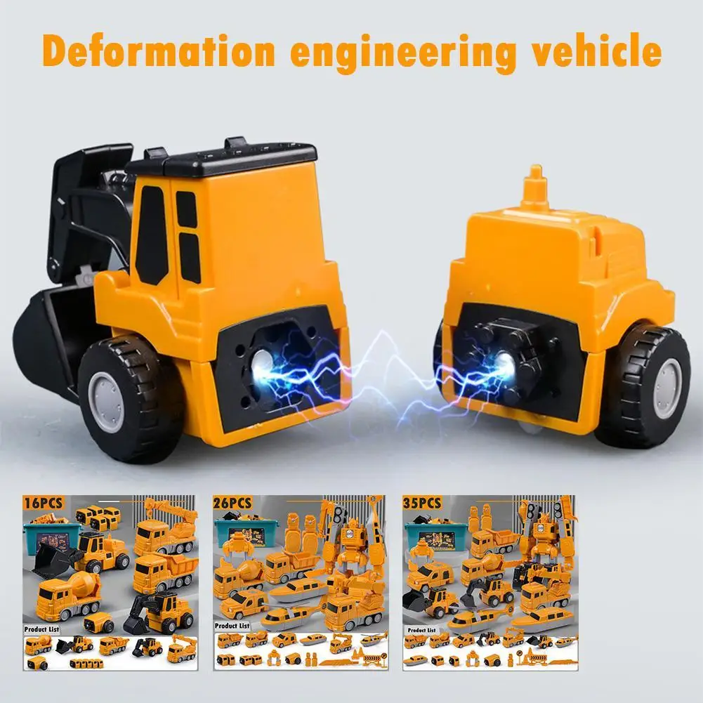 Innsfash Magnetic Transform Engineering Car Assembled Toys Toddlers Robot Toy Outdoor Construction Vehicles Building Blocks Toys
