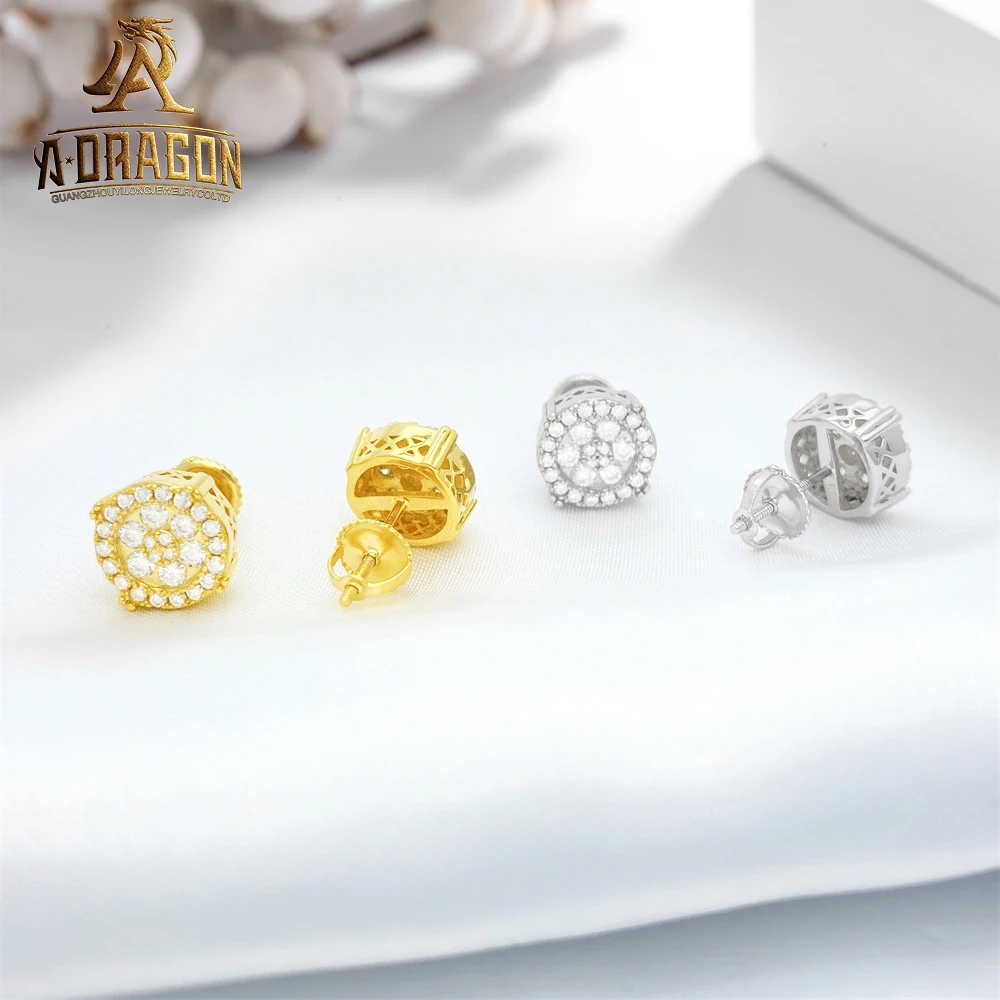 Fast Shipping 1 CT Round Brilliant Cut Lab Grown Diamond Earring Iced Out Real 14K 18K Gold Stud Earrings for Women