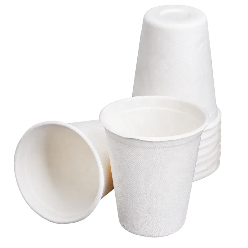
Eco-Friendly Biodegradable disposable sugarcane bagasse pulp paper coffee water bagasse cup disposable paper cups 