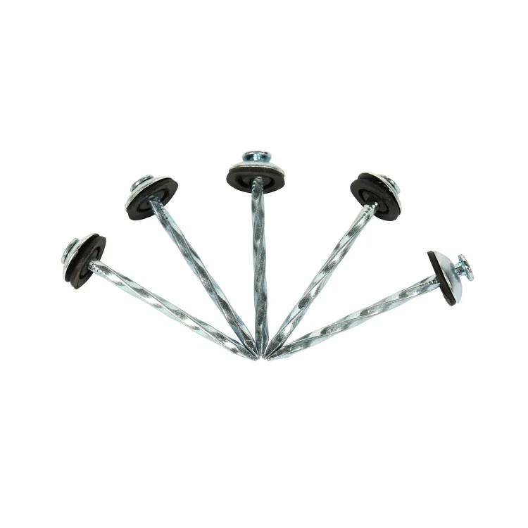 Dingzhou Five-Star Metals galvanized twisted corrugated umbrella head roofing nails with rubber in bags weight manufactures
