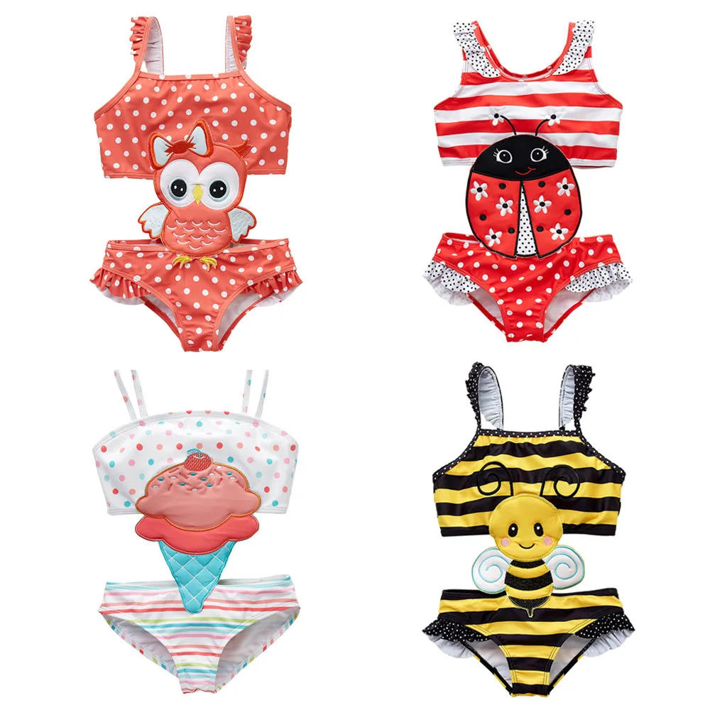 swimming kids girls swimsuit baby girl cartoon cute one-piece swimsuit