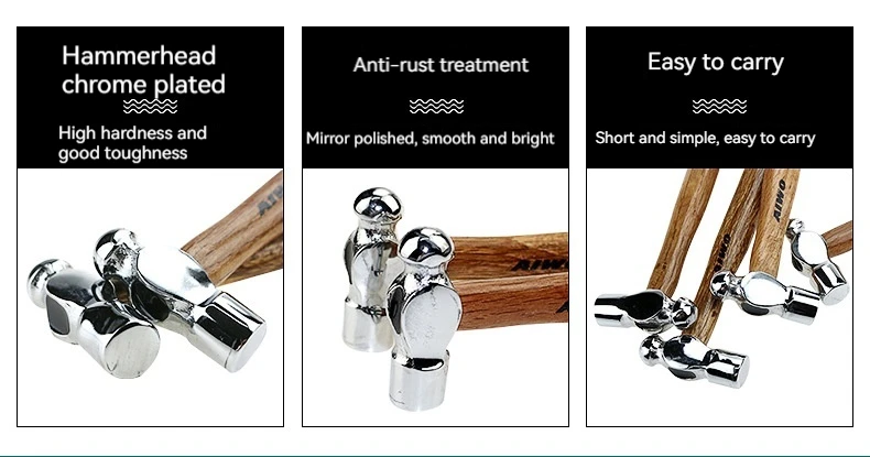 Carbon steel/iron wood handle hammer Round peat hammer with wooden handle Nail Hammer