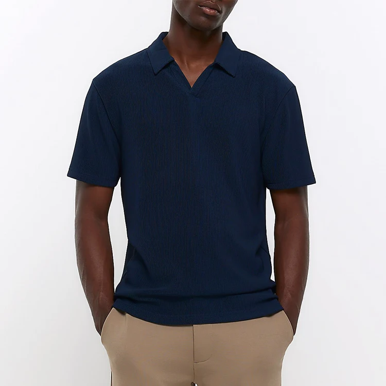 Polo T-shirt Soft Business Summer Polo Shirt Plain V Neck Short Sleeve Wholesale Custom High Quality Casual Men Blank Knitted