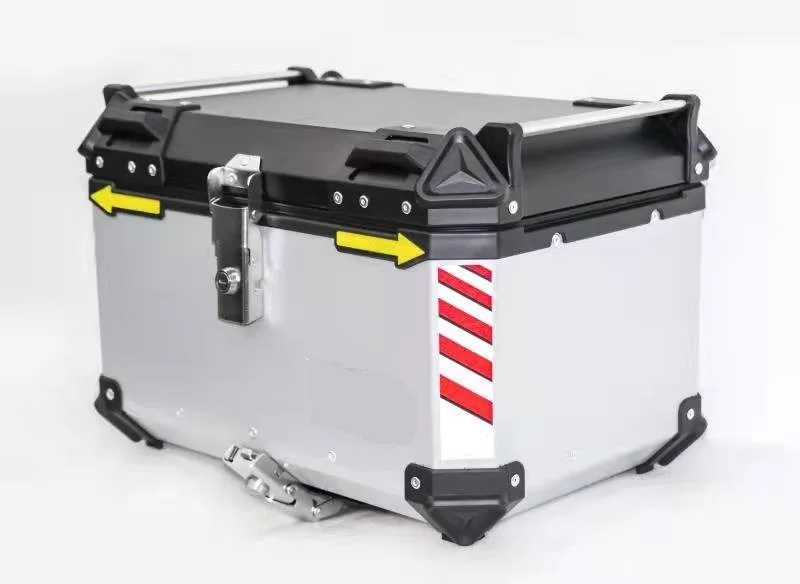 45L 65L Alu aluminum Universal Motorcycle Side Box Top Case tail box waterproof Customized Logo leather lining Origin Type