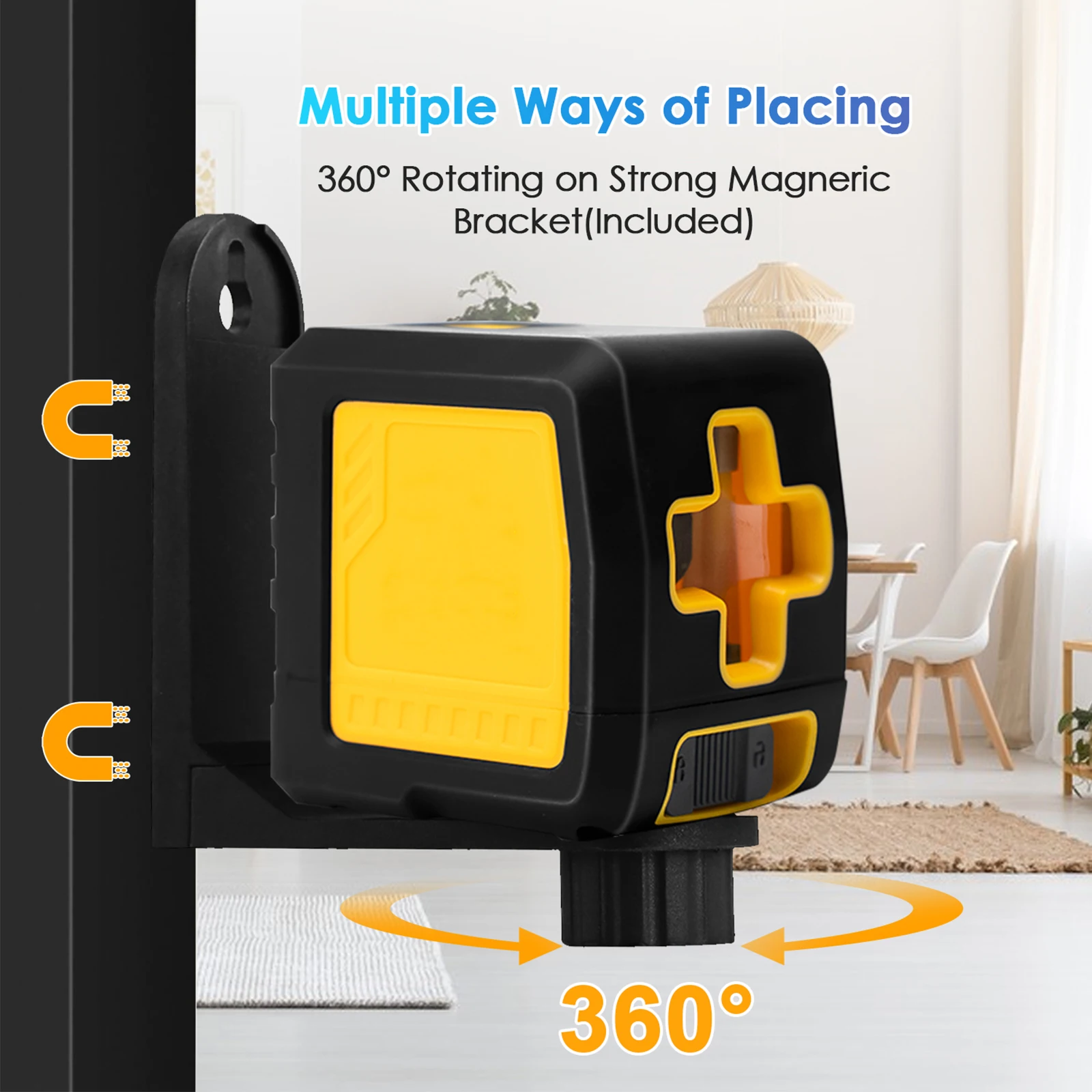 Самовыравнивающийся лазерный уровень с пересекающимися линиями зеленого цвета горизонтальный и вертикальный нивелир пластиковым корпусом 100 футов/30