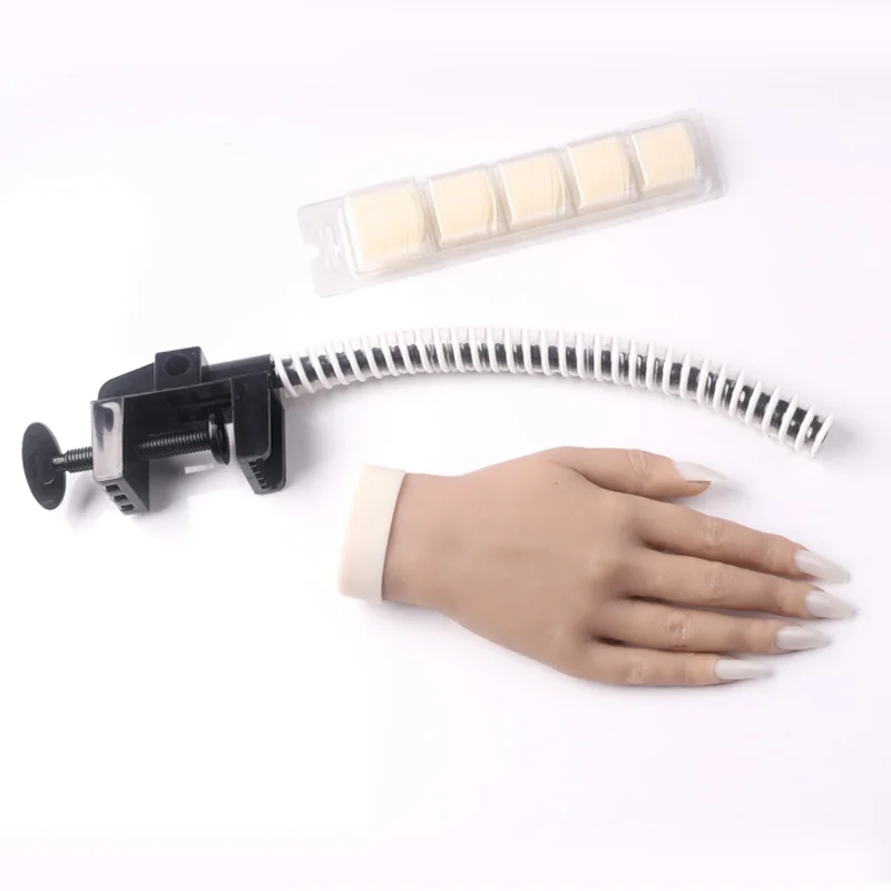 TSZS Adjustable PVC Soft Glue Training Manicure Practice Hand Nail Art False Hand Model With Flexible Arm Holder Tool