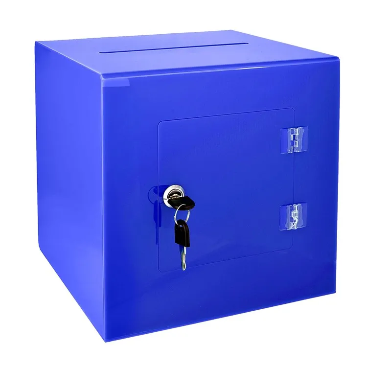10x10 inch Durable Acrylic Ballot Donation Box with Easy Open Rear Door