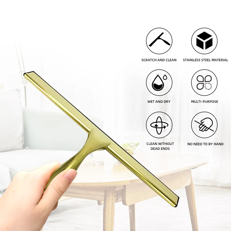 Amazon Самая продаваемая тонировка для золота из нержавеющей стали чистки Окна Скребок бытовой душ скребок стеклоочистителя имея специальное силиконовое
