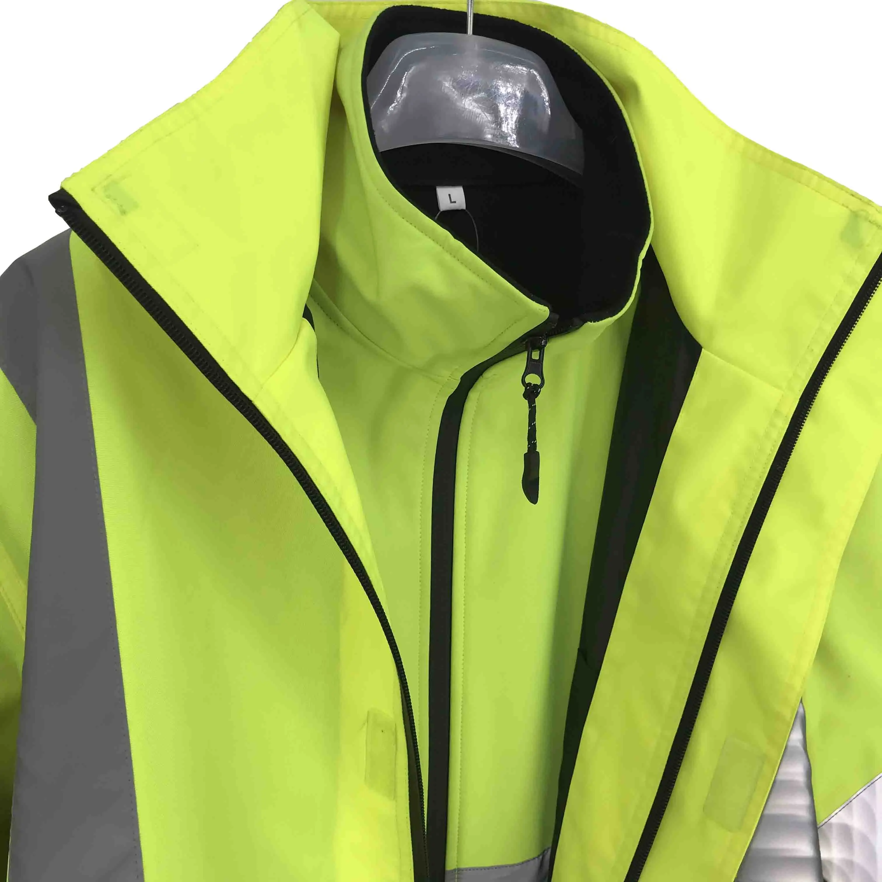Здравствуйте vis куртка светоотражающая ткань Водонепроницаемая ветровка 4 в 1 Рабочая одежда мужская куртка-карго для безопасности дорожного