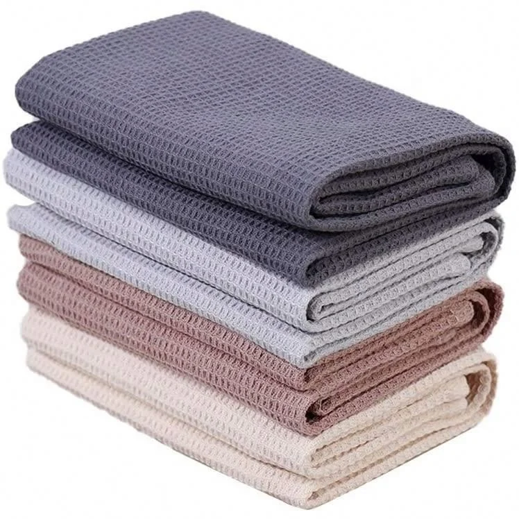 Wholesale Fast Drying Soft 100% Cotton Highly Absorben Kitchen Tea Waffle Towel