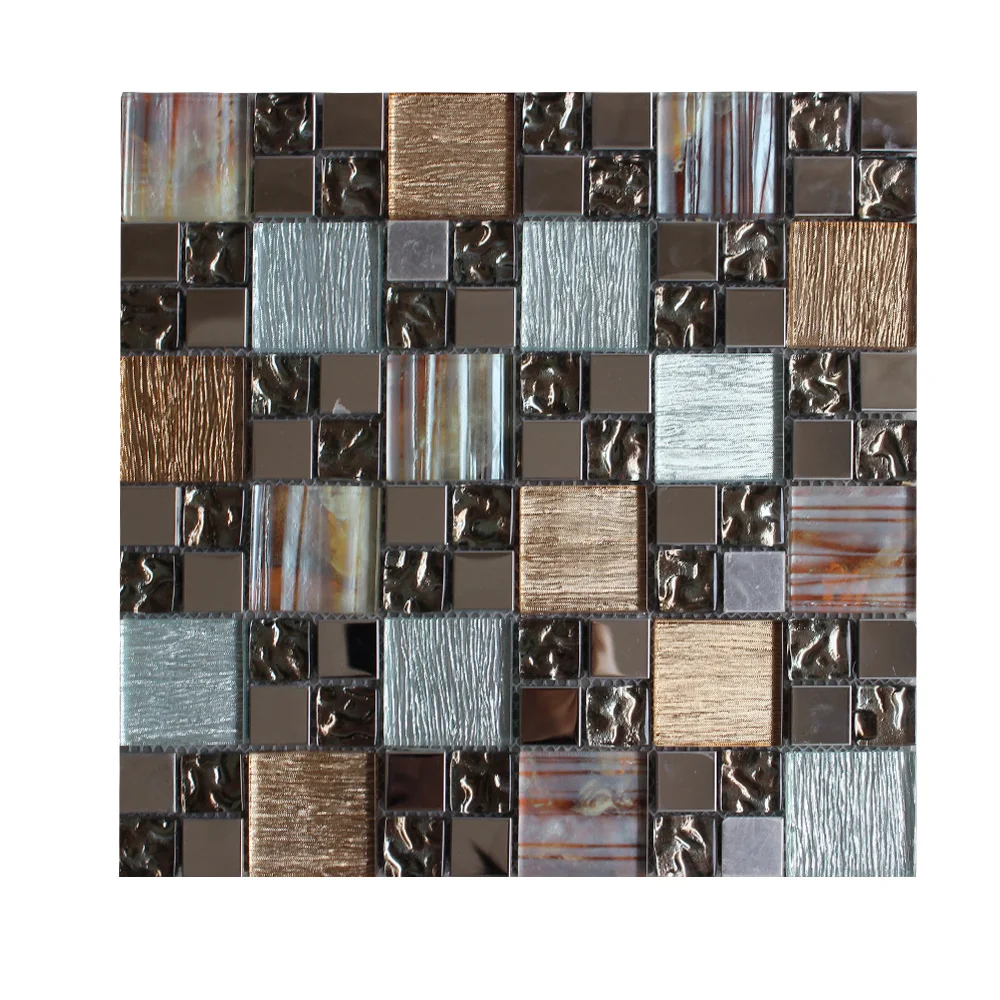 Bathroom and Kitchen Glass Mosaic Glossy Wall Decorative Luxury Decoration Golden Gold