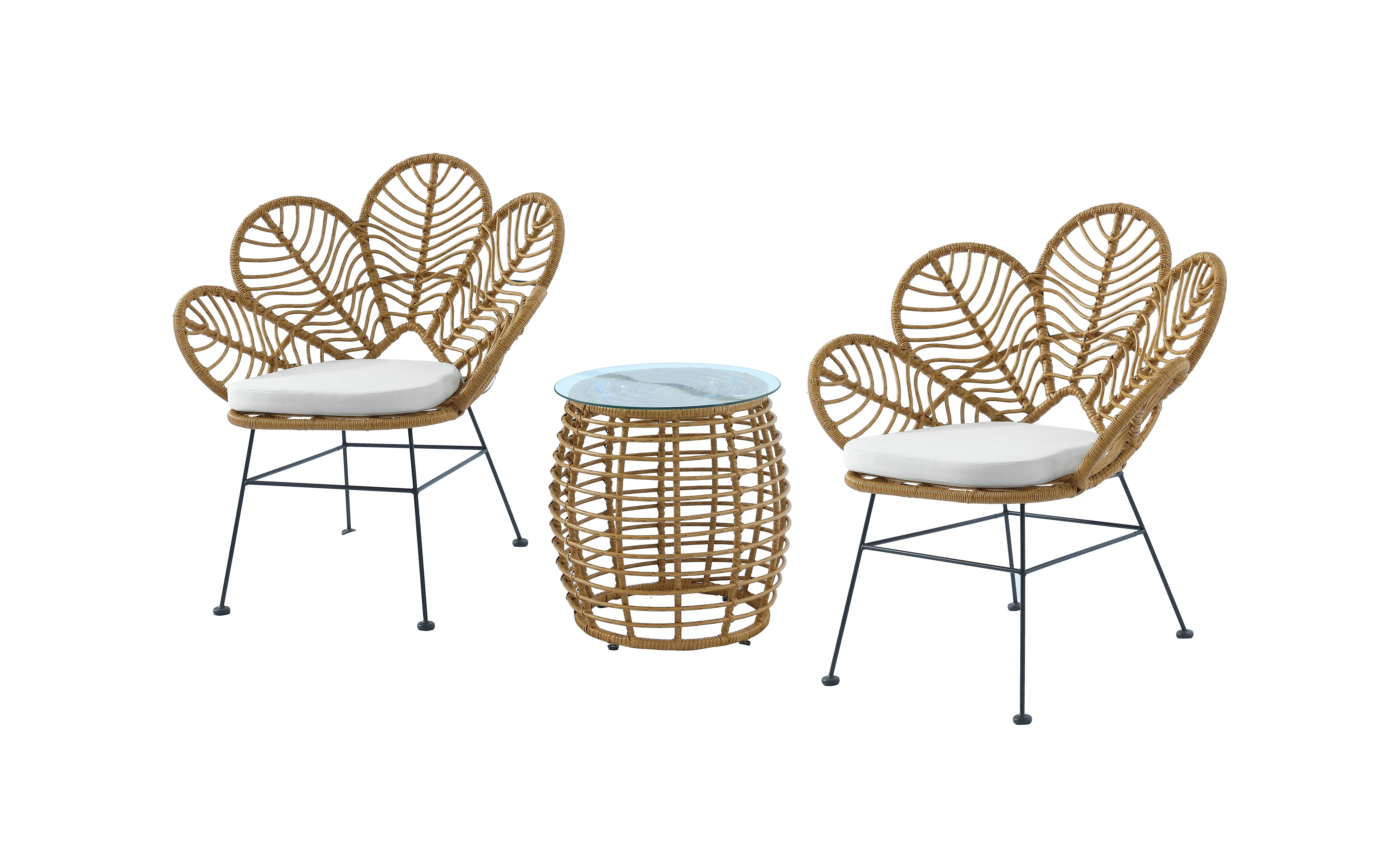 PE rattan wicker dining sets weatherproof dining coffee chair round table garden patio outdoor furniture