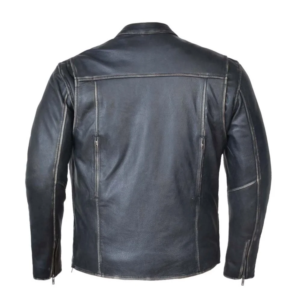 Mens biker Jacket cowhide leather with YYK Zippers vintage brown leather  jacket - Albarr Pak