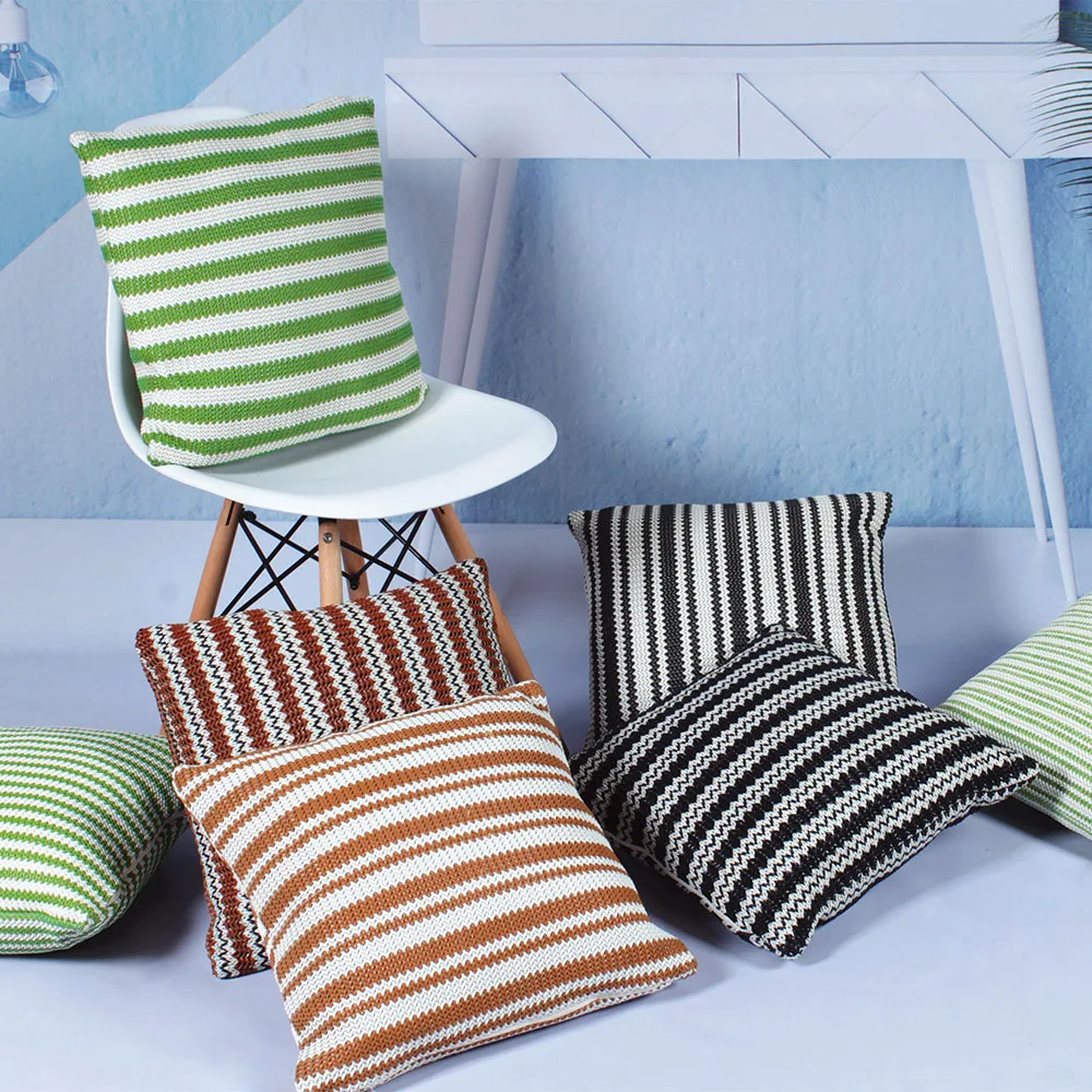 Factory Hot Selling Style simple stripes Faux Leather couch Cushion Cover Leather throw pillows for home decor