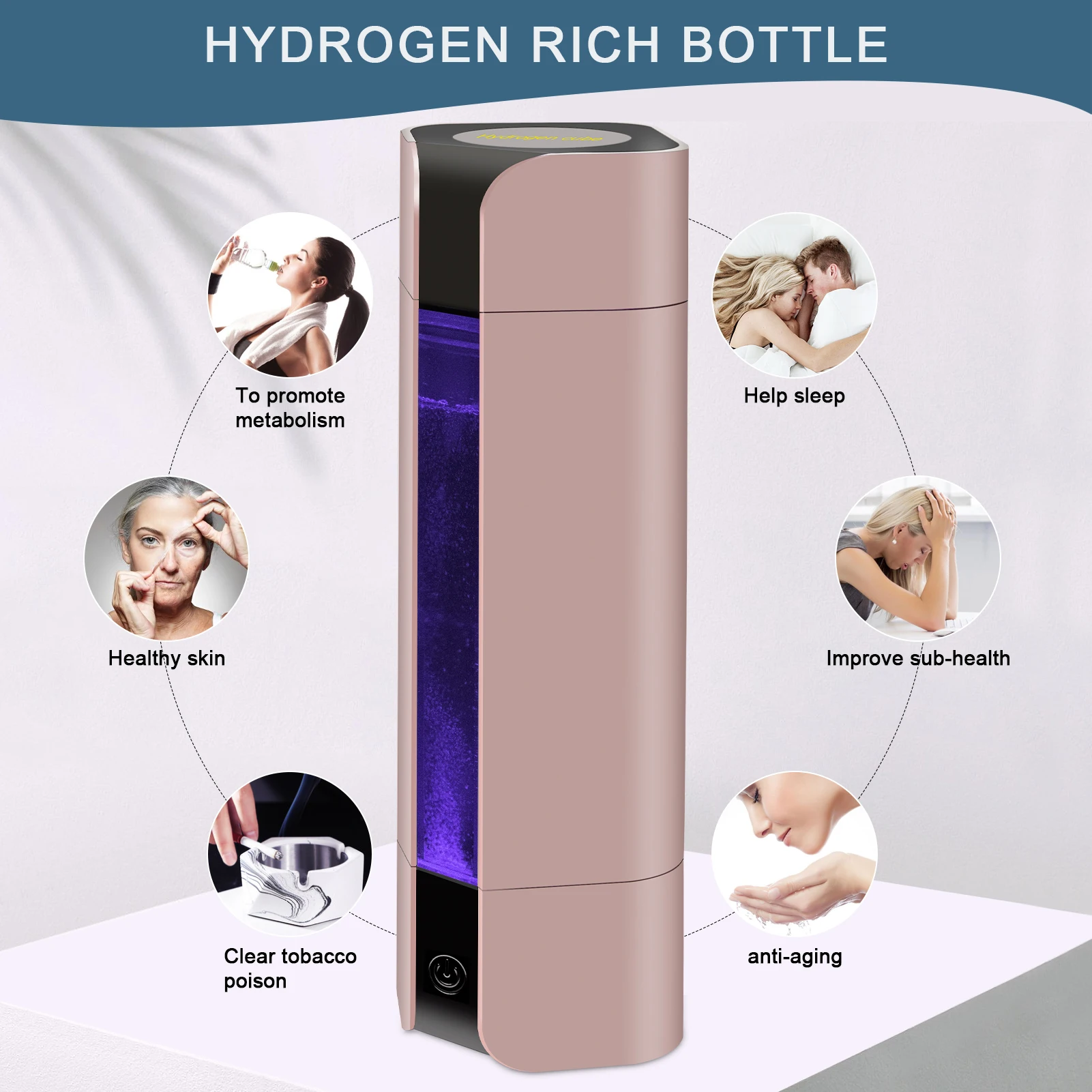 Hydrogen Generator Portable Hydrogen Inhalation Water Bottle