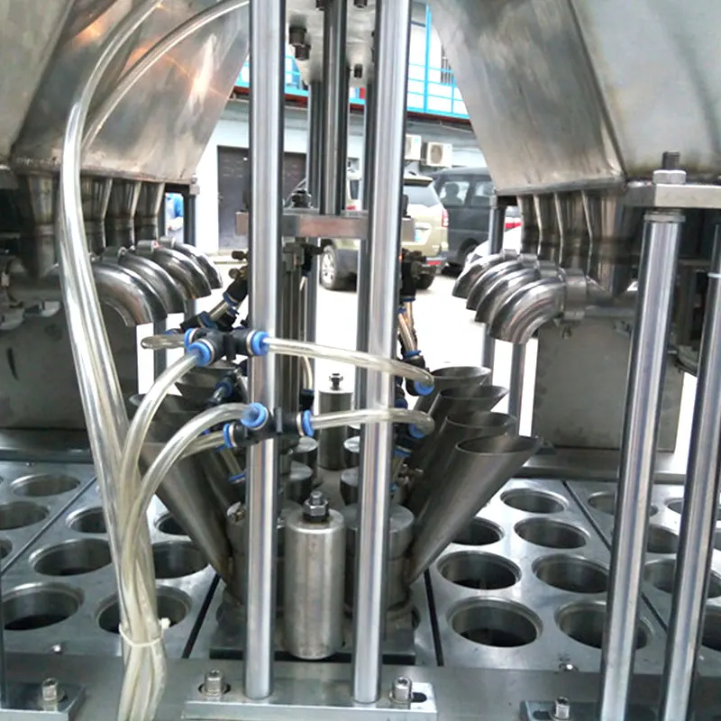 Linear type 6 lanes automatic coffee filling sealing production line Pre-cut aluminum film cup coffee packing equipment