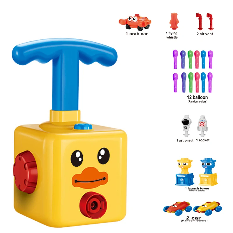 Educational toy balloon launcher & powered car toy set for kids air power balloons car
