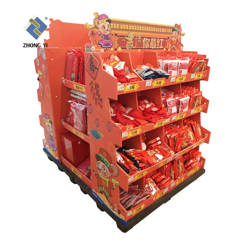 Retail Corrugated Cardboard Pallet Display Stackable Cardboard PDQ Pallet Display Rack