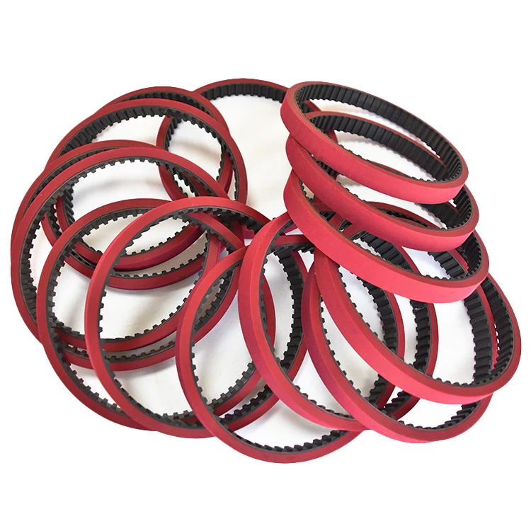 Manufacturer Custom Precision Seamless T10 red rubber coating timing belt for pulling filim machine