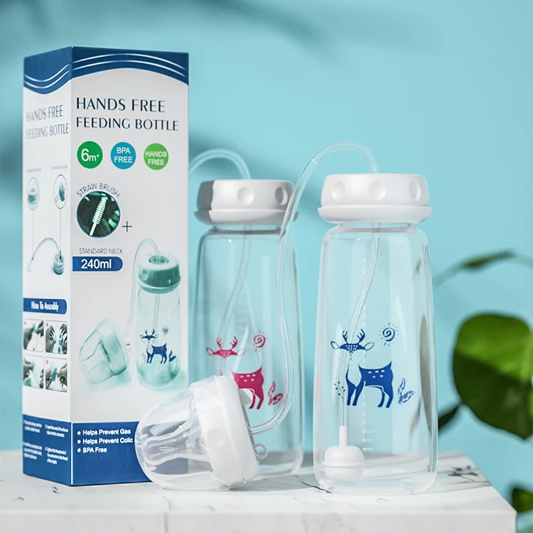 240ml High Quality Anti Colic Breast Shape Baby Milk Bottle Custom Hands Free Silicone Baby Bottles