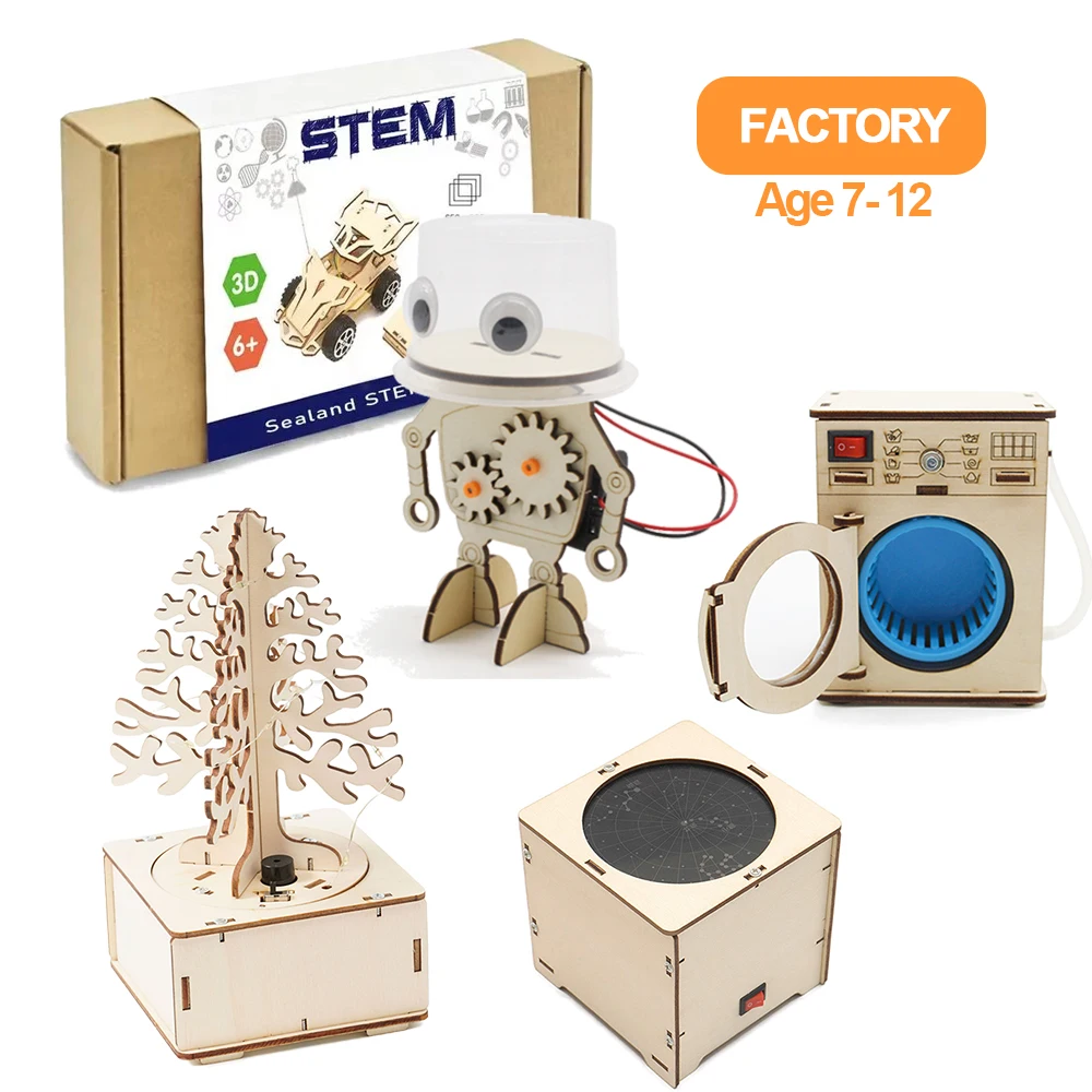 Diy circuit wooden with fan kids  wood house science experiment stem kit science & engineering educational stem toys