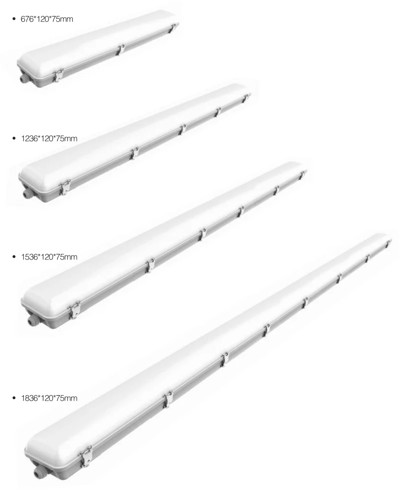IP66 LED CCT Waterproof light LED Tri-Proof Light Double-row LED module 2ft 4ft 5ft 6ft
