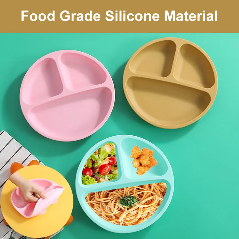 Baby Feeding Bowl Spoon And Fork Set Silicone Baby Feeding Waterproof Bibs Plates Set