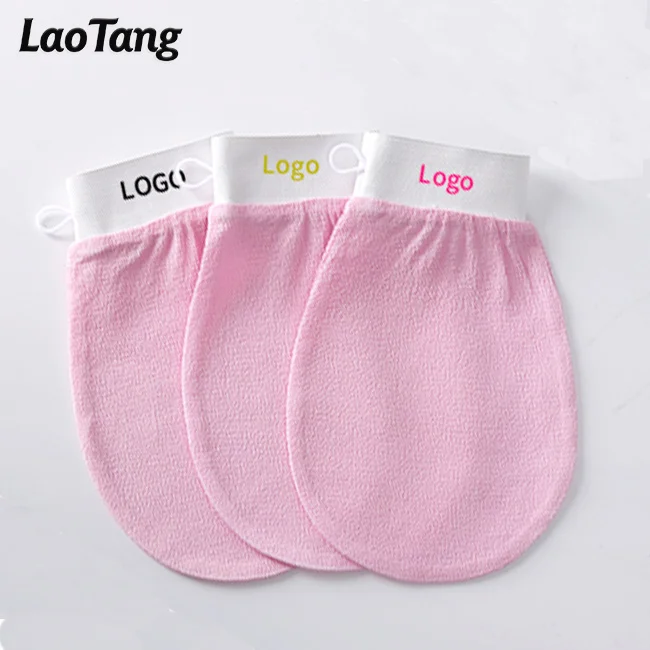 
Custom Logo Pink Exfoliating Glove Viscose Bath Mitt Body Scrub Private Label 