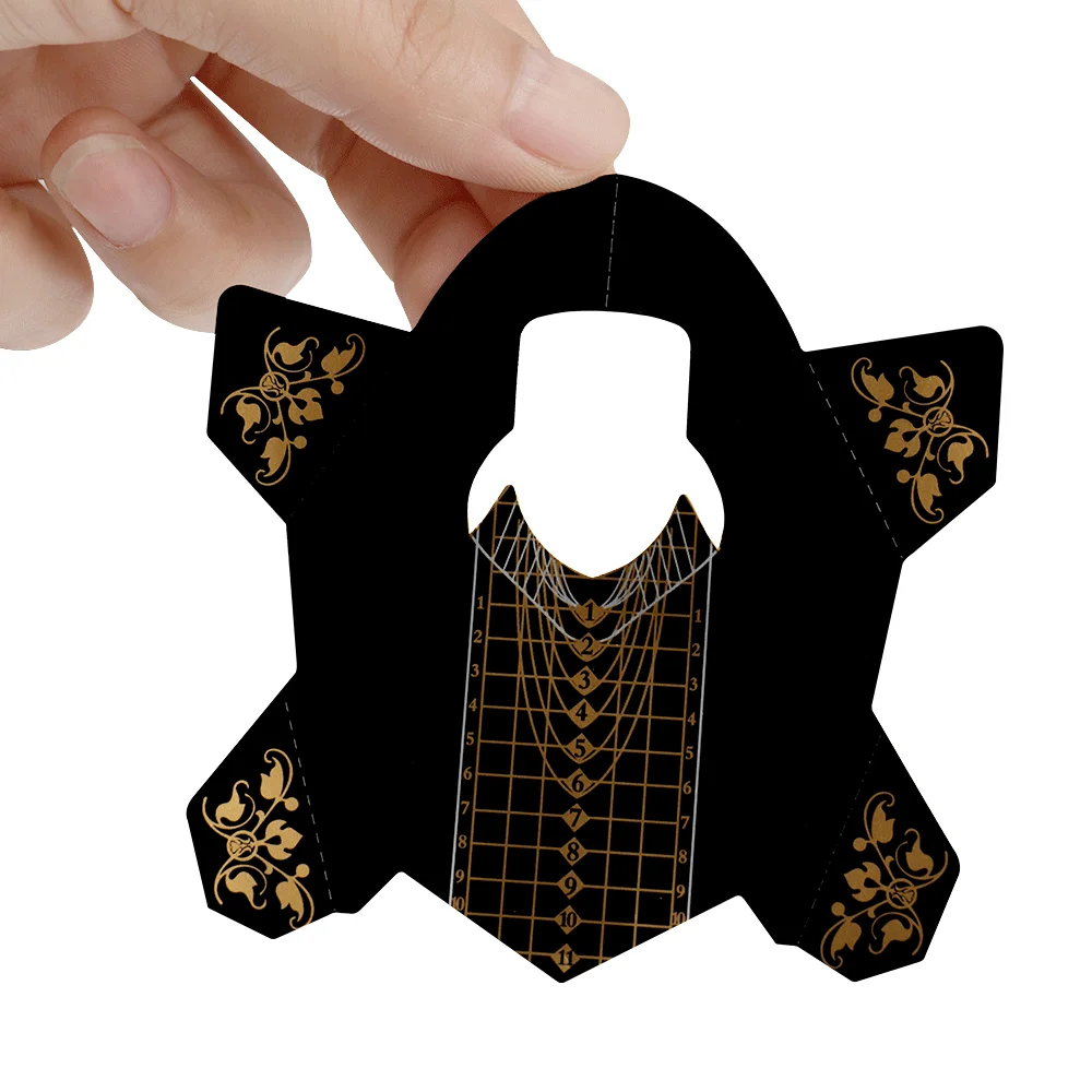 ANGNYA Black Gold Aluminized Paper Custom LOGO Nail Forms Almond Extension DIY xxl Nail Forms For Builder Gel