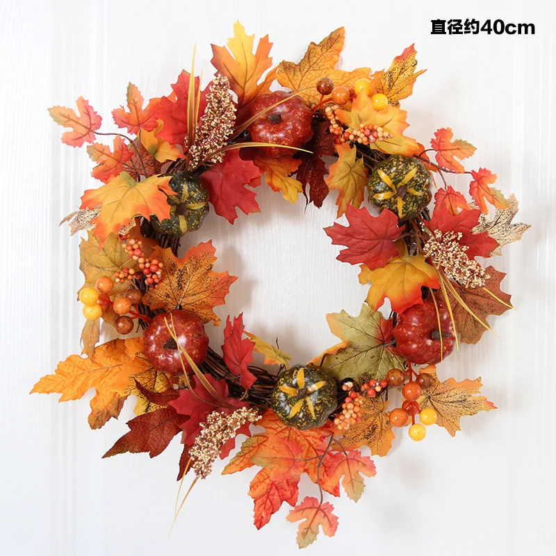 2022 wholesale artificial flower and fruit christmas wreaths and garland front door large 50cm halloween decorations outdoor