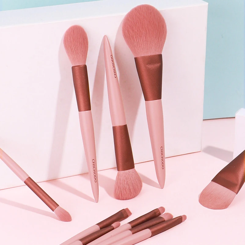 Manufacturers OEM Logo Foundation Professional Private Label Synthetic Hair 10Pcs pink Makeup Brushes