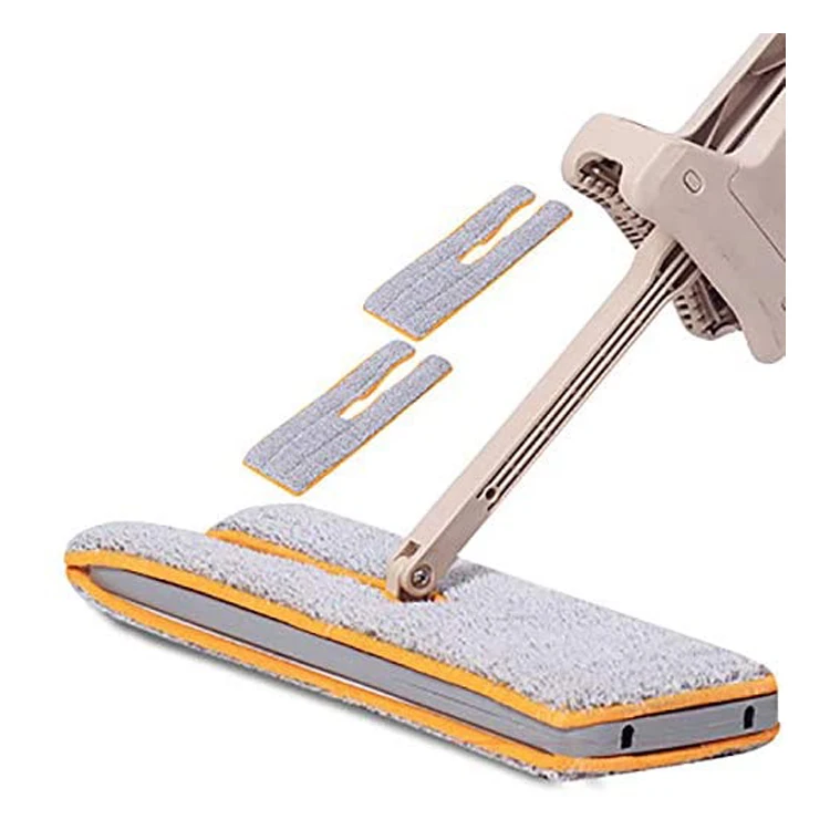 Squeeze Flat Mop Hand-Free Wringing Floor Cleaning Mop Wet or Dry Usage Magic Automatic Spin Self Cleaning Lazy Mop