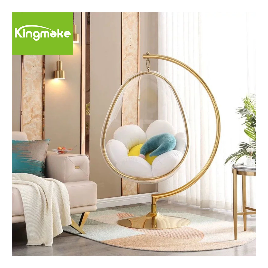 Beautiful Acrylic Bubble Chair Floor Standing Transparent Clear Hanging Bubble Chair Patio Swings